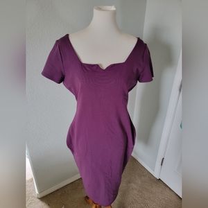 Unique Vintage Eggplant Purple Short Sleeve Harris Knit Wiggle Dress XL